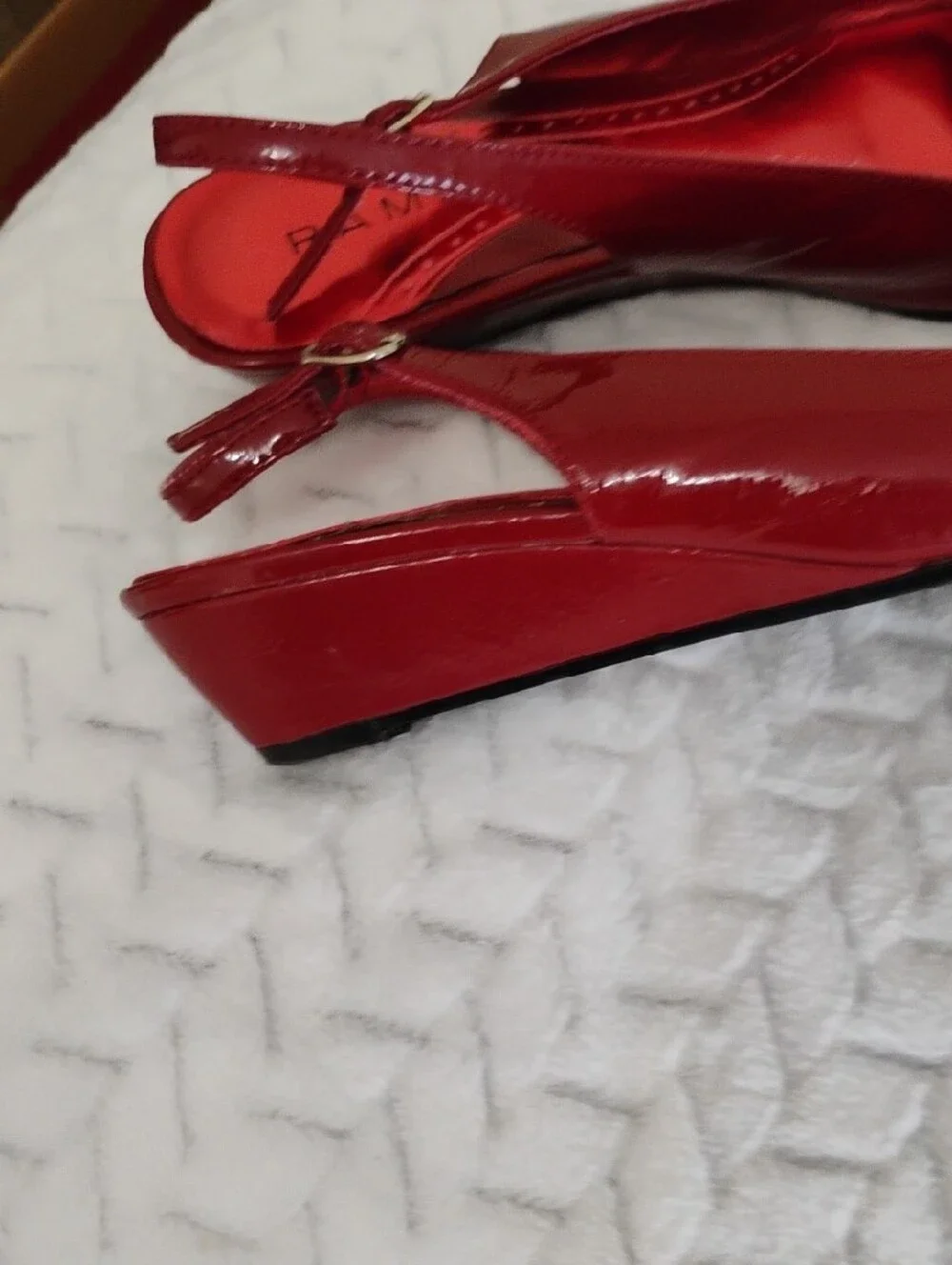 Rampage Red Peep-Toe Slingback Heels with Matching Clutch